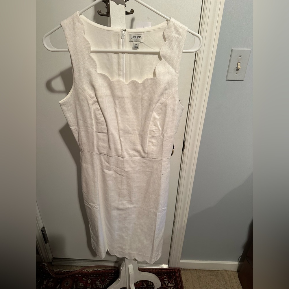 JCrew white scallop dress size 0